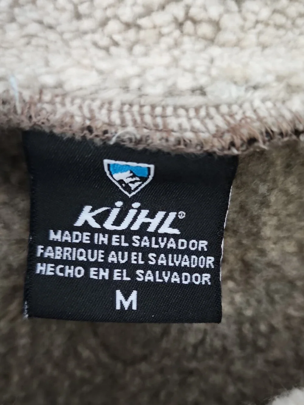 KUHL Europa 1/4 Zip Fleece Sweater Mens Medium Oatmeal Gray Flawed Gorpcore Cozy